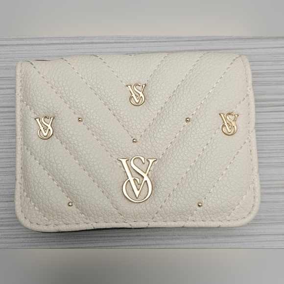 Victoria's Secret Handbags - Victoria's Secret Quilted Cream Wallet with Gold Accents